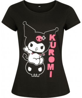 Жіноча чорна футболка «Hello Kitty and Friends - Kuromi»