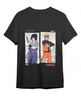 Чоловіча чорна футболка «Naruto Shippuden Naruto vs Sasuke Black»