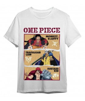 Чоловіча біла футболка «One Piece Luffy/Trafalgar/Eustass White»