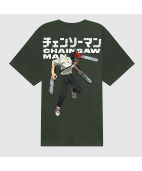 Чоловіча футболка Chainsaw Man x Dim Mak «Public Safety — зелена»