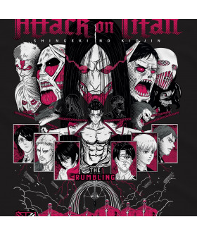 Чорна чоловіча футболка з аніме-принтом «Вибухова сцена з The Rumbling з Attack on Titan»