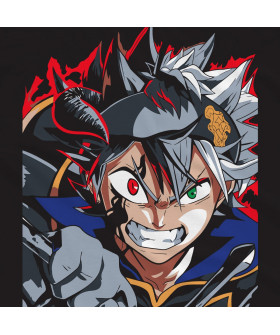 Чорна чоловіча футболка з аніме-принтом «Аста з аніме Black Clover»