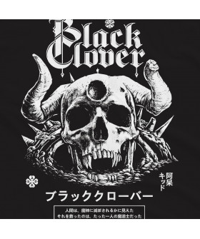 Чорна чоловіча футболка з аніме-принтом «Демонічний череп у стилі Black Clover»