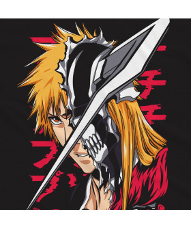 Чорна чоловіча футболка з аніме-принтом «Банкай Ічіго з аніме Bleach»
