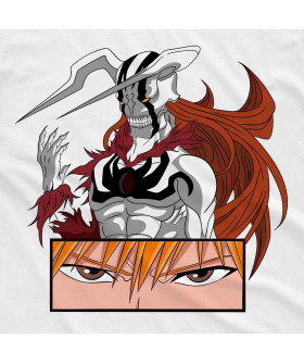 Біла чоловіча футболка з аніме-принтом «Очі Ічіго з аніме Bleach»