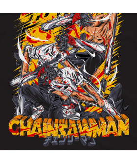 Чорна чоловіча футболка з аніме-принтом «Ілюстрація Денджі з Chainsaw Man»