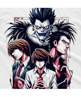 Біла чоловіча футболка з аніме-принтом «Рюк з Death Note у стилі Elle Light»