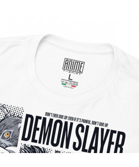 Біла чоловіча футболка з аніме-принтом «Демонічні мисливці з аніме Demon Slayer»
