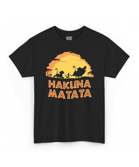Чорна чоловіча футболка з аніме-принтом «Веселий напис Hakuna Matata»
