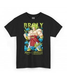 Чорна чоловіча футболка з аніме-принтом «Бролі з Dragon Ball у динамічній позі»