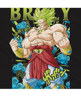 Чорна чоловіча футболка з аніме-принтом «Бролі з Dragon Ball у динамічній позі»