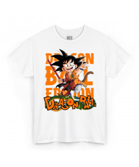 Біла чоловіча футболка з аніме-принтом «Малюк Гоку з Dragon Ball»