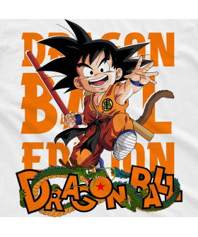 Біла чоловіча футболка з аніме-принтом «Малюк Гоку з Dragon Ball»