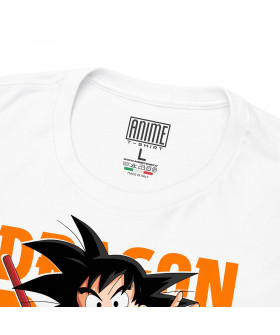 Біла чоловіча футболка з аніме-принтом «Малюк Гоку з Dragon Ball»