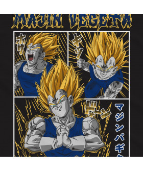Чорна чоловіча футболка з аніме-принтом «Маджін Вегета з Dragon Ball»