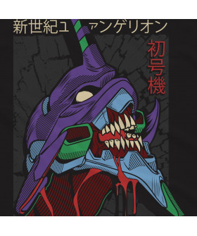 Чорна чоловіча футболка з аніме-принтом «Графічне зображення Neon Genesis Evangelion»