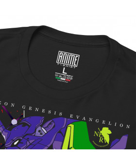 Чорна чоловіча футболка з аніме-принтом «Шинджі та Рей з Neon Genesis Evangelion»