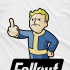 Біла чоловіча футболка з аніме-принтом «Vault Boy з піднятим середнім пальцем»