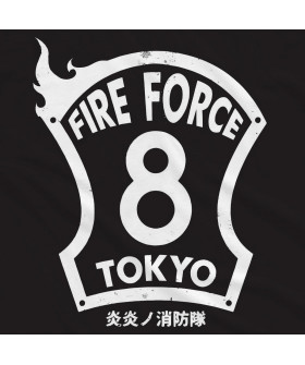 Чорна чоловіча футболка з аніме-принтом «Команда Токіо з аніме Fire Force»