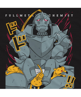 Чорна чоловіча футболка з аніме-принтом «Алфонс Елрік у стилі Fullmetal Alchemist»
