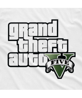 Біла чоловіча футболка з аніме-принтом «Напис Wanted у стилі GTA V»