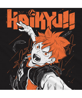 Чорна чоловіча футболка з аніме-принтом «Шойо Хіната з аніме Haikyuu»