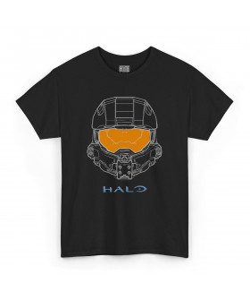 Чорна чоловіча футболка з аніме-принтом «Обличчя Мастерчіфа з Halo»