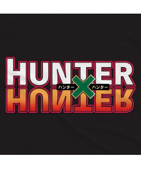 Чорна чоловіча футболка з аніме-принтом «Логотип Hunter x Hunter»