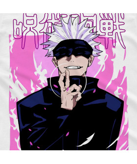 Біла чоловіча футболка з аніме-принтом «Графічне зображення Hollow Purple з Jujutsu Kaisen»
