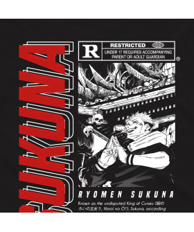 Чорна чоловіча футболка з аніме-принтом «Рюмен Сукуна з аніме Jujutsu Kaisen»