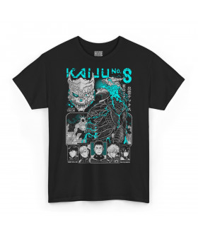 Чорна чоловіча футболка з аніме-принтом «Команда Kaiju No. 8»
