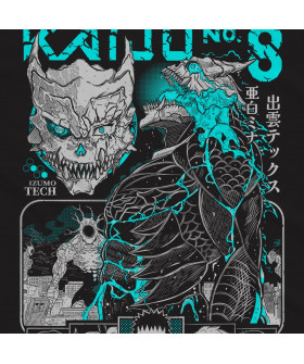 Чорна чоловіча футболка з аніме-принтом «Команда Kaiju No. 8»