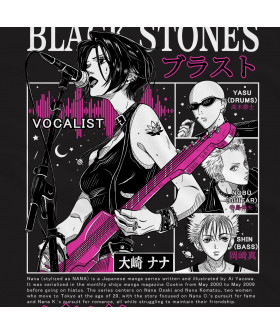 Чорна чоловіча футболка з аніме-принтом «Чорно-білий принт Black Stones з аніме Nana»