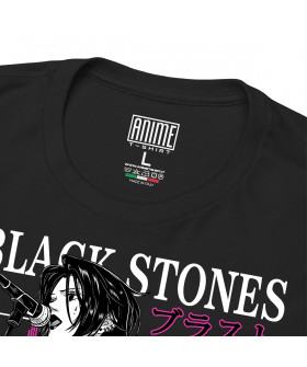 Чорна чоловіча футболка з аніме-принтом «Чорно-білий принт Black Stones з аніме Nana»