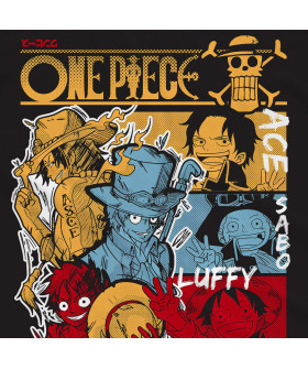 Чорна чоловіча футболка з аніме-принтом «Брати з One Piece»