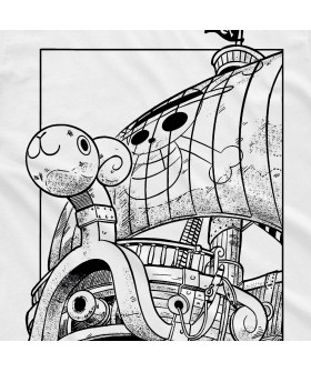 Біла чоловіча футболка з аніме-принтом «Корабель Going Merry з аніме One Piece»
