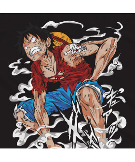 Чорна чоловіча футболка з аніме-принтом «Портрет Люффі з One Piece»