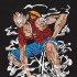 Чорна чоловіча футболка з аніме-принтом «Портрет Люффі з One Piece»