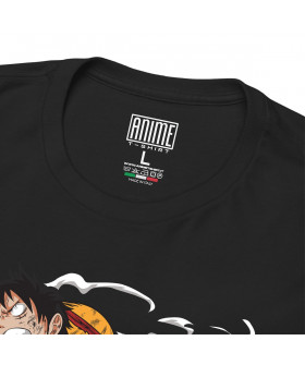 Чорна чоловіча футболка з аніме-принтом «Портрет Люффі з One Piece»