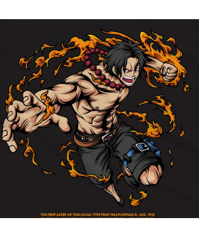 Чорна чоловіча футболка з аніме-принтом «Португальський D. Ace з One Piece»