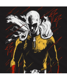 Чорна чоловіча футболка з аніме-принтом «Саїтама з One Punch Man у стилі муралу»