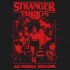 Чорна чоловіча футболка з аніме-принтом «Друк з написом All Friends Welcome у стилі Stranger Things»