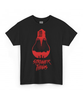 Чорна чоловіча футболка з аніме-принтом «Світлодіодна лампочка у стилі Stranger Things»