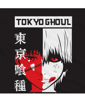 Чорна чоловіча футболка з аніме-принтом «Кен з Tokyo Ghoul у динамічній позі»