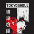 Чорна чоловіча футболка з аніме-принтом «Кен з Tokyo Ghoul у динамічній позі»