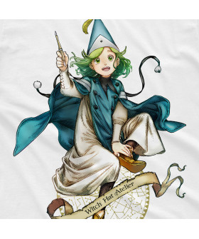 Біла чоловіча футболка з аніме-принтом «Ілюстрація Коко з Witch Hat Atelier»