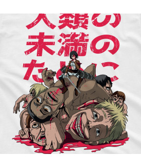 Біла чоловіча футболка з аніме-принтом «T-shirt Attack on Titan - Mikasa»