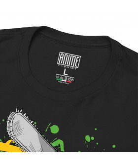 Чорна чоловіча футболка з аніме-принтом «T-shirt Chainsaw Man - Denji Green»