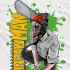 Біла чоловіча футболка з аніме-принтом «T-shirt Chainsaw Man - Denji Green»