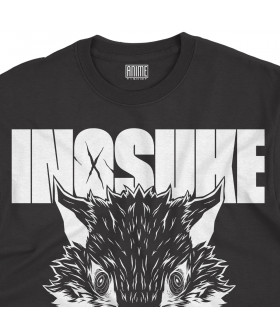Чорна чоловіча футболка з аніме-принтом «T-shirt Demon Slayer - Inosuke Face»